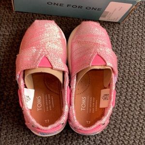 Toms Bimini Slip on Flat Peony Slubby Matallic